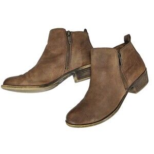 Lucky Brand Basel Bootie Distressed Leather Brown Boho Western Urban Women's 8 M